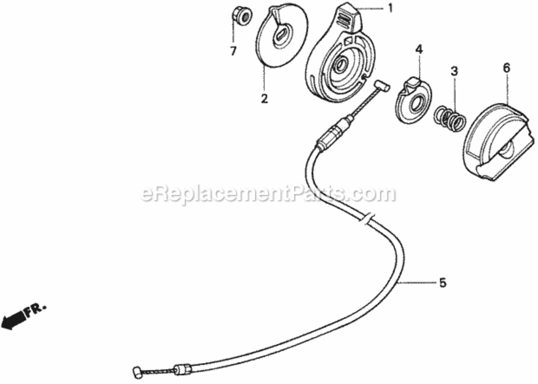 Throttle Lever Diagram and Parts List for HR195 Type PDAVIN# MZAK-6000001 Honda Lawn Mower