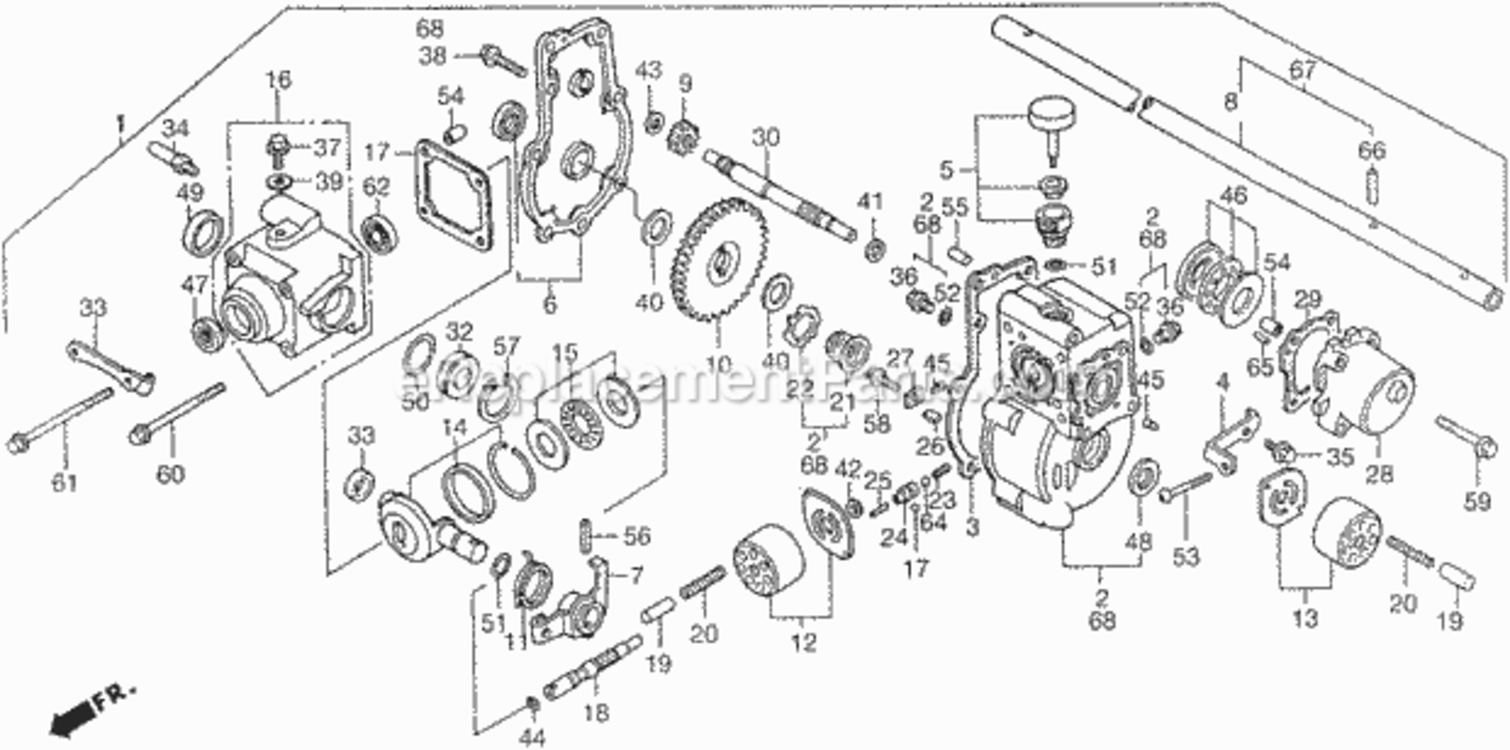 Transmission Diagram and Parts List for HR215K1 Type HMAVIN# MZAM-6200001 Honda Lawn Mower