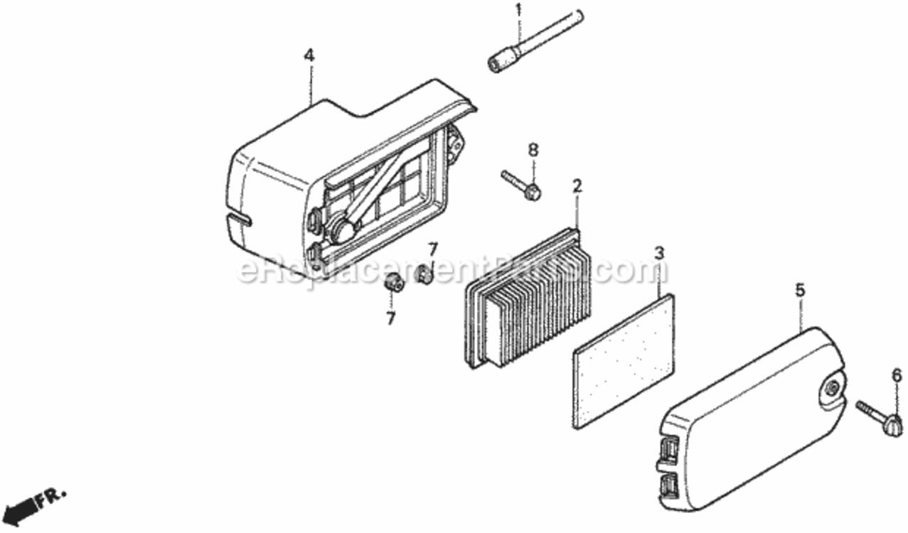 Air Cleaner 2 Diagram and Parts List for HR215K1 Type HXAVIN# MZAM-6200001 Honda Lawn Mower
