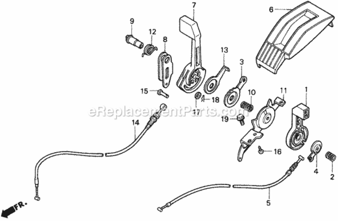 Throttle Lever Diagram and Parts List for HR215K1 Type HXAVIN# MZAM-6200001 Honda Lawn Mower