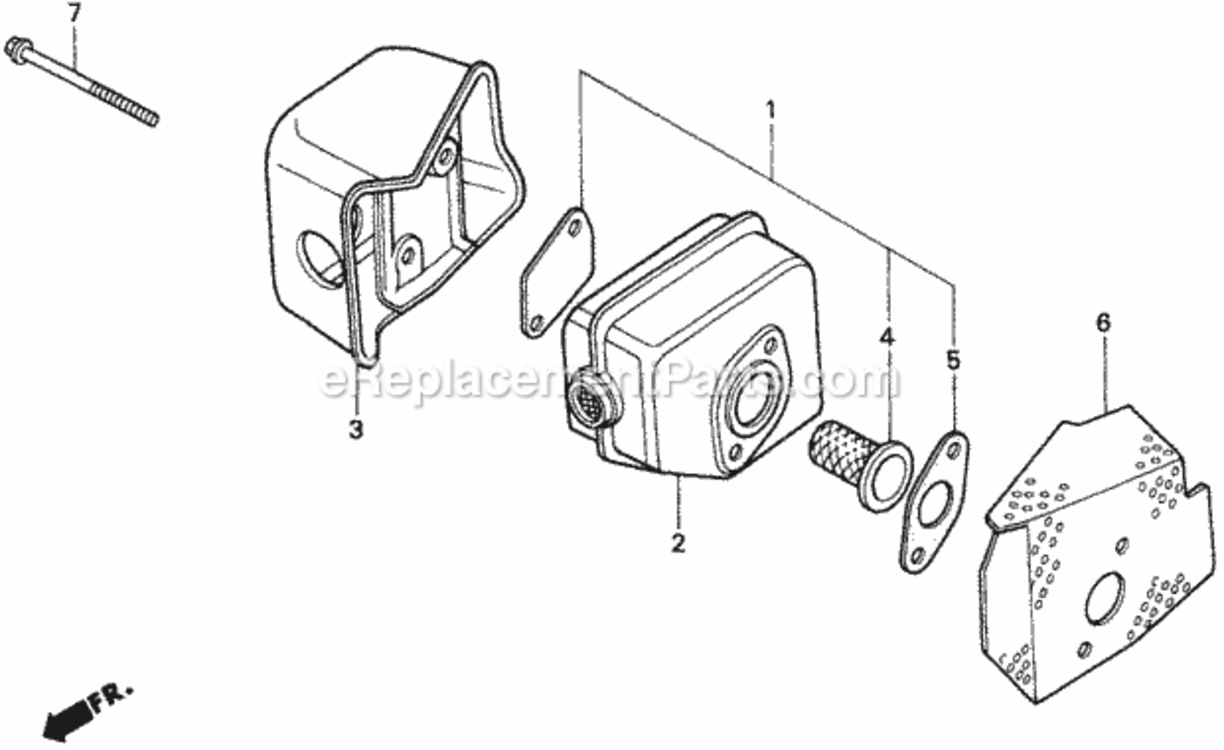 Muffler 2 Diagram and Parts List for HR215K1 Type HXAVIN# MZAM-6200001 Honda Lawn Mower