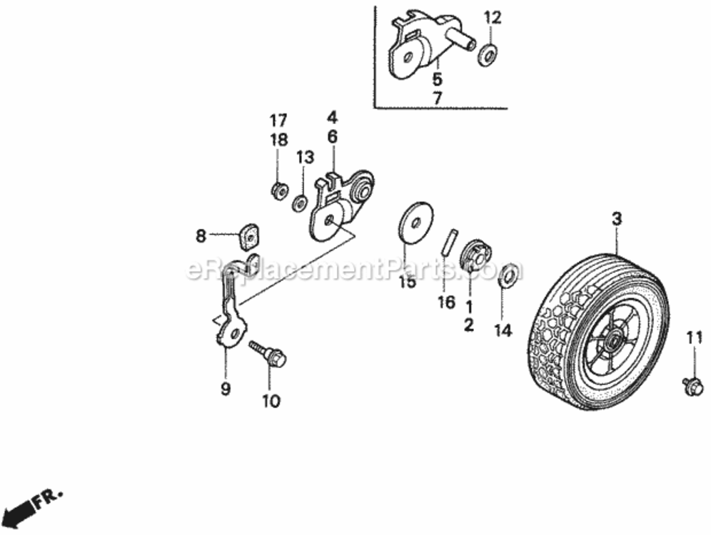 Rear Wheel Diagram and Parts List for HR215K1 Type HXAVIN# MZAM-6200001 Honda Lawn Mower