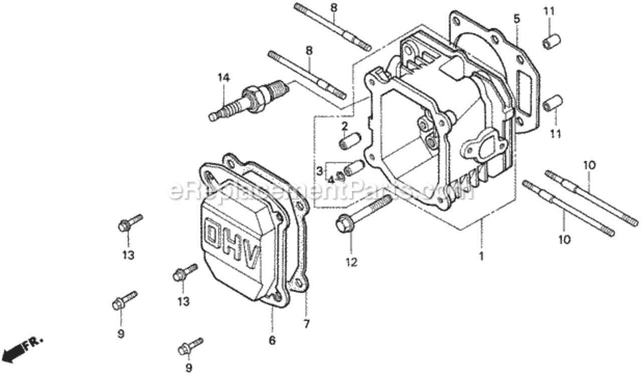 Cylinder Head Diagram and Parts List for HR215K1 Type HXAVIN# MZAM-6200001 Honda Lawn Mower