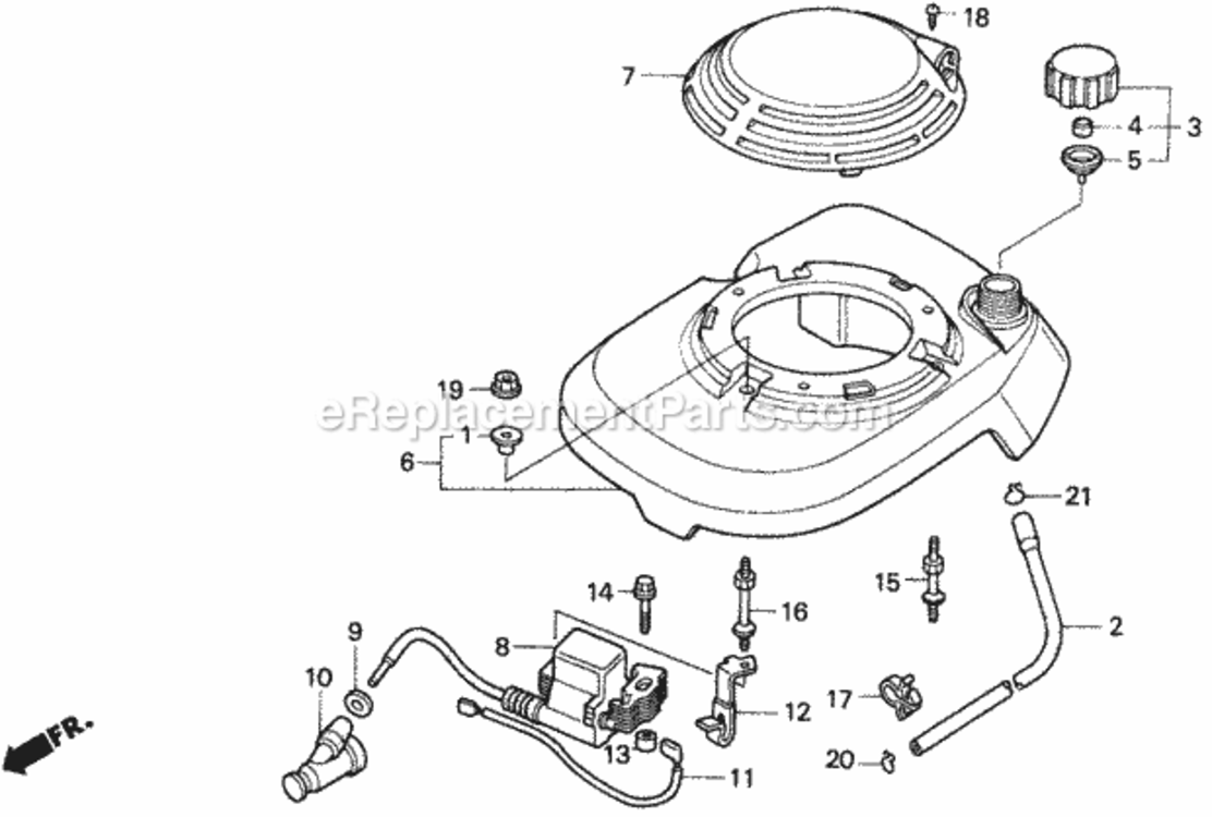 Fan Cover 2 Diagram and Parts List for HR215K1 Type HXAVIN# MZAM-6200001 Honda Lawn Mower