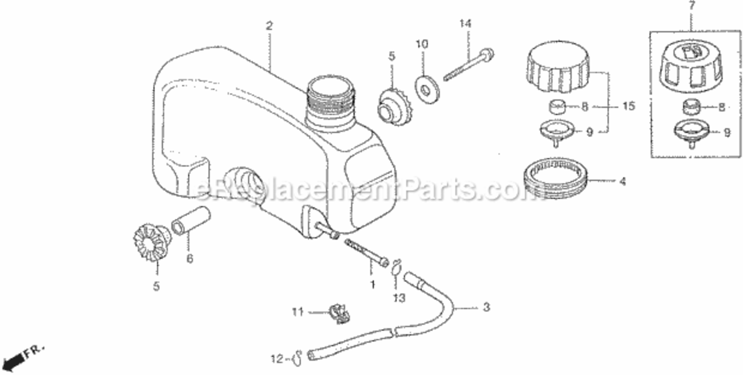 Fuel Tank And Gasket Kit Diagram and Parts List for HR215 Type HXAVIN# MZAM-6000001 Honda Lawn Mower
