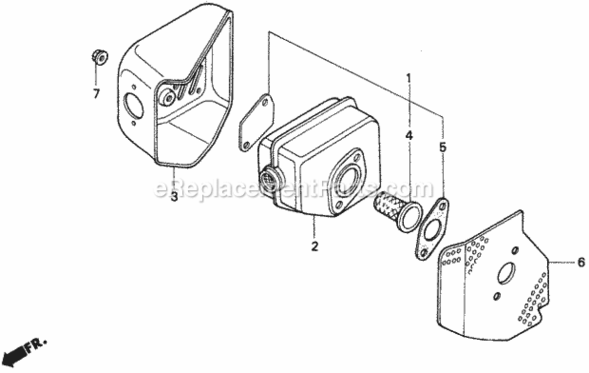 Muffler 1 Diagram and Parts List for HR215 Type HXAVIN# MZAM-6000001 Honda Lawn Mower