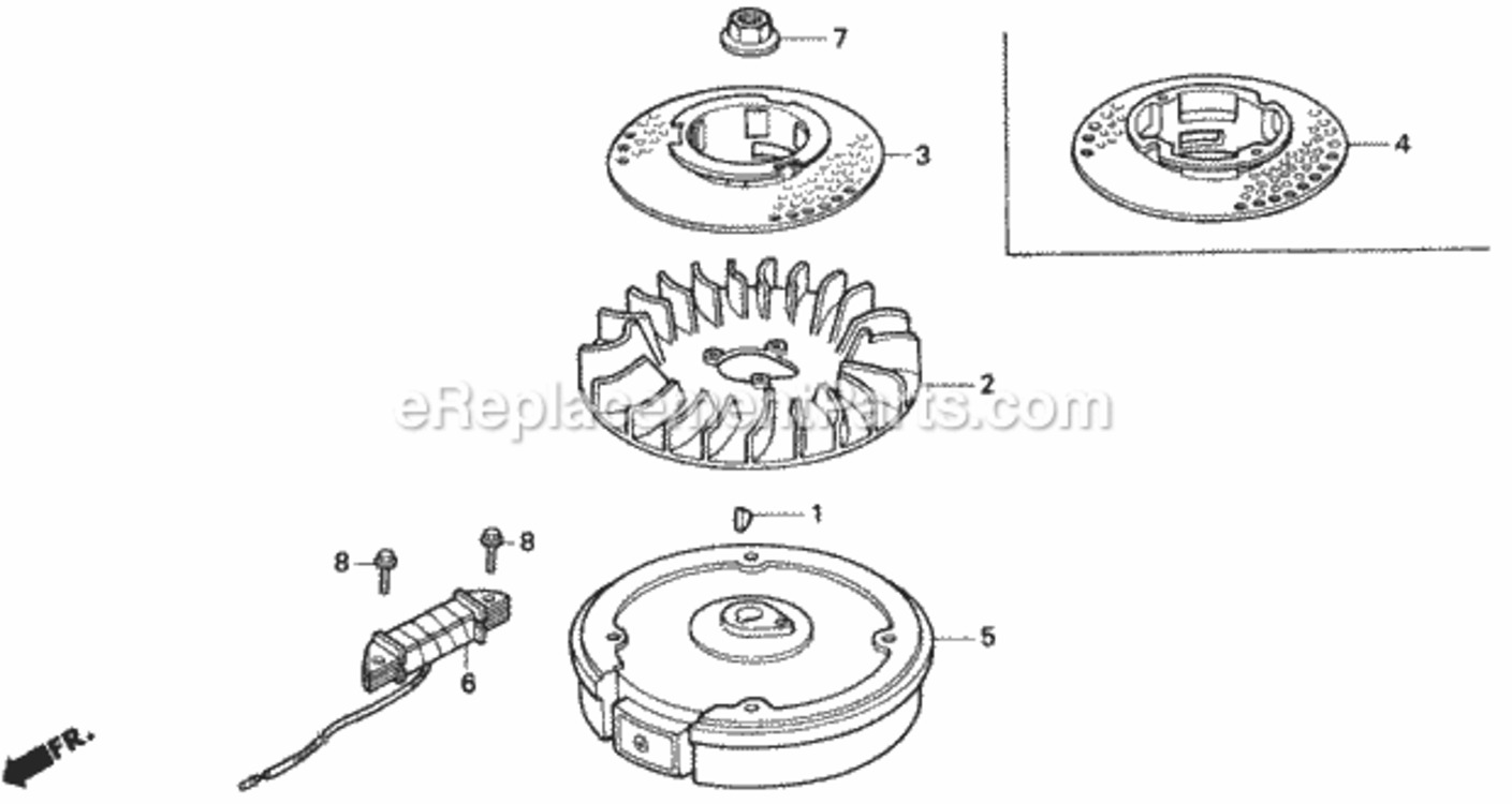 Flywheel Diagram and Parts List for HR215 Type PXAVIN# MZAM-6000001 Honda Lawn Mower
