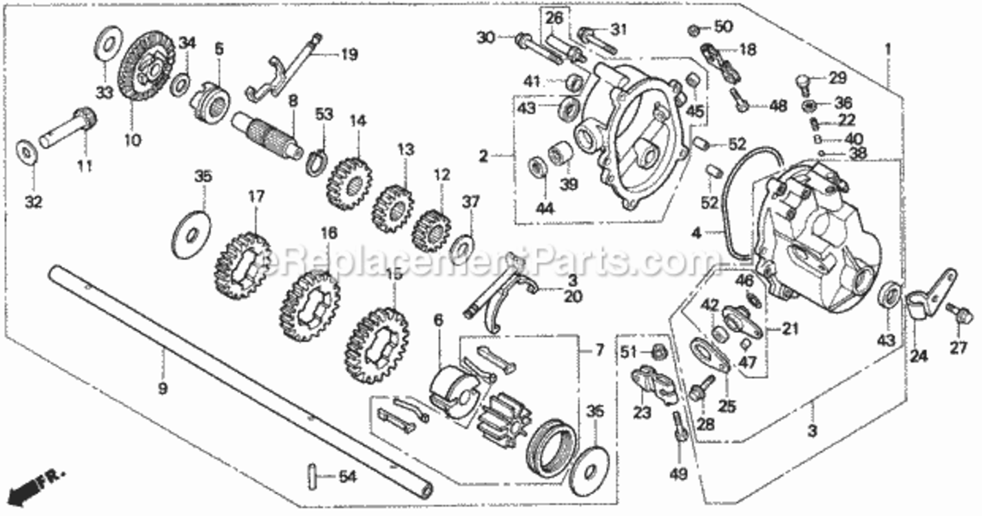 Transmission Diagram and Parts List for HR215 Type SXAVIN# MZAM-6000001 Honda Lawn Mower