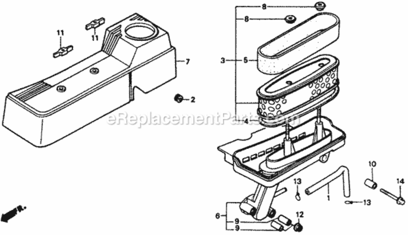 Air Cleaner Diagram and Parts List for HR216 Type SXA#VIN# MACR-6000001 Honda Lawn Mower