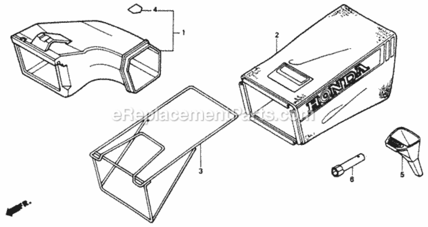 Grass Bag Diagram and Parts List for HR216 Type SXA#VIN# MACR-6000001 Honda Lawn Mower