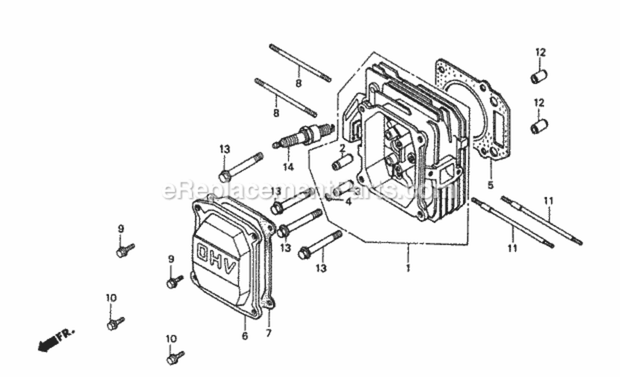 Cylinder Head Diagram and Parts List for HR216 Type SXA#VIN# MACR-6000001 Honda Lawn Mower