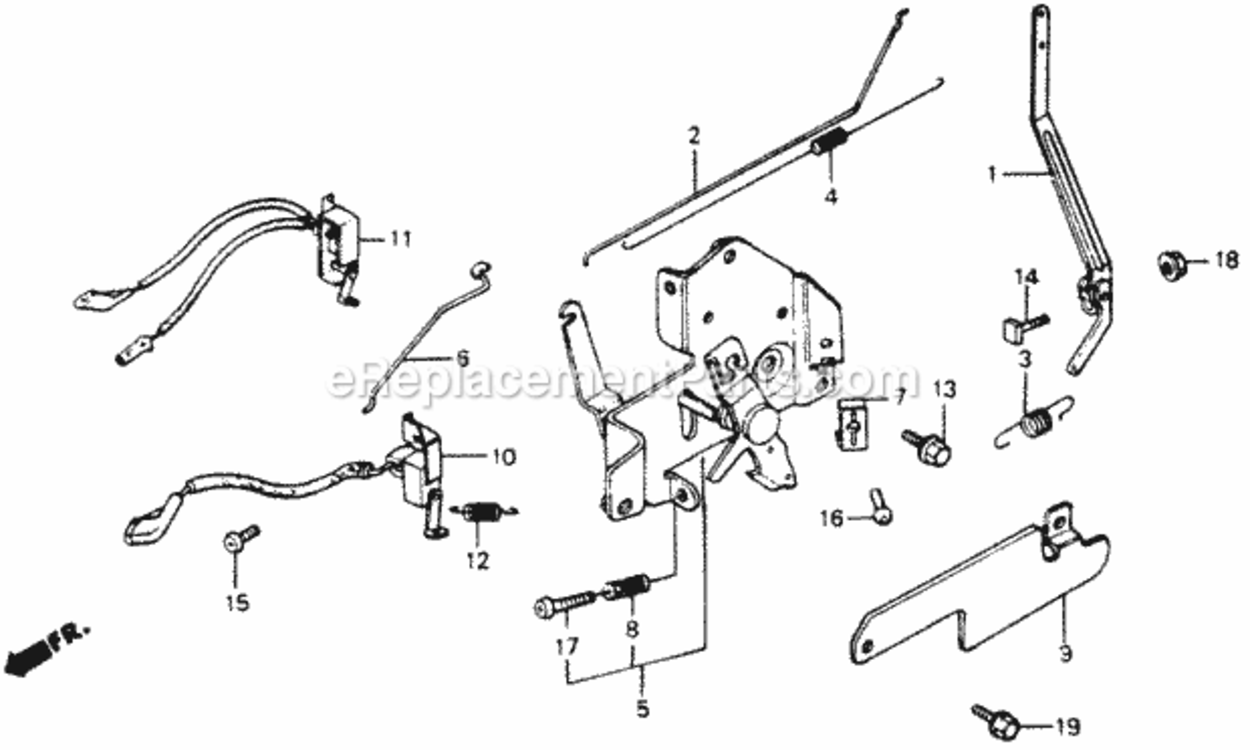 Control Diagram and Parts List for HRA214 Type PXA#VIN# HRA214-6000001 Honda Lawn Mower