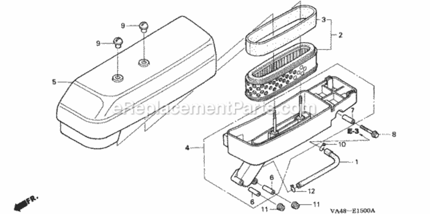 Air Cleaner Diagram and Parts List for HRA215 Type PDAVIN# MZAL-6000001 Honda Lawn Mower