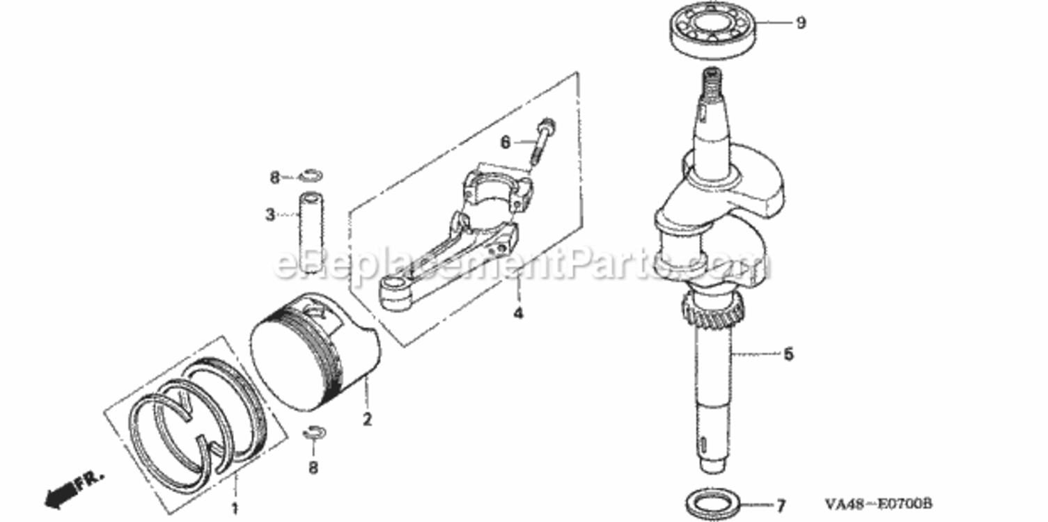 Piston Diagram and Parts List for HRA215 Type PDAVIN# MZAL-6000001 Honda Lawn Mower