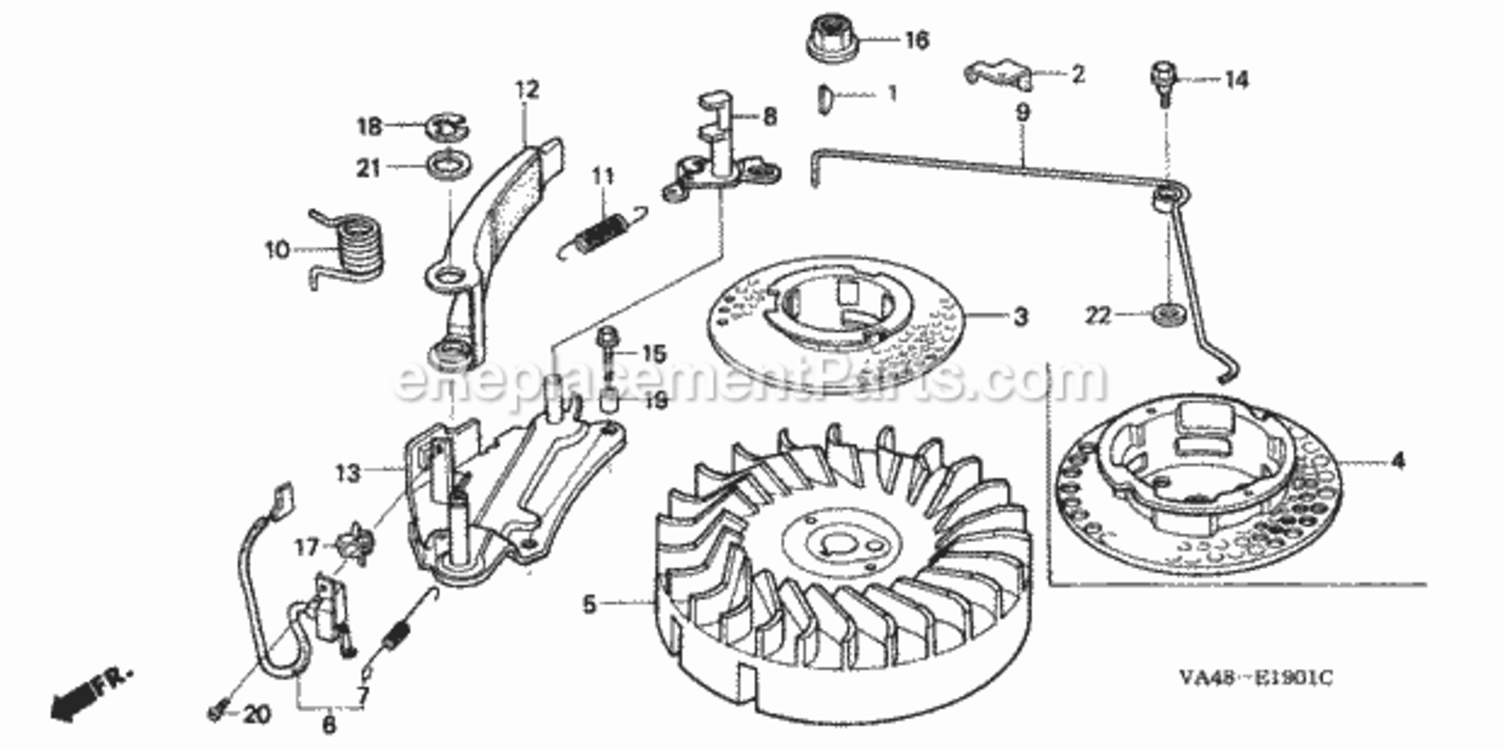 Flywheel 2 Diagram and Parts List for HRA215 Type PDAVIN# MZAL-6000001 Honda Lawn Mower
