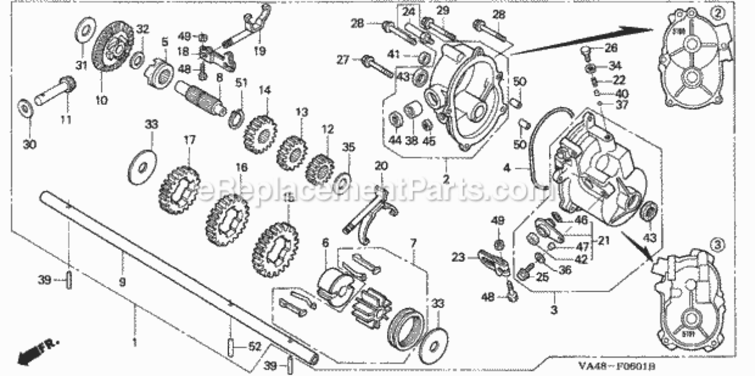 Transmission Diagram and Parts List for HRA215 Type SXAVIN# MZAL-6000001 to MZAL-6099999 Honda Lawn Mower