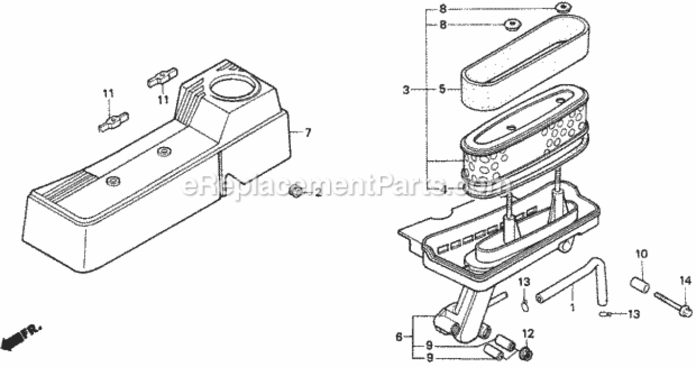 Air Cleaner Diagram and Parts List for HRA216 Type SXAVIN# MACR-5000001 Honda Lawn Mower