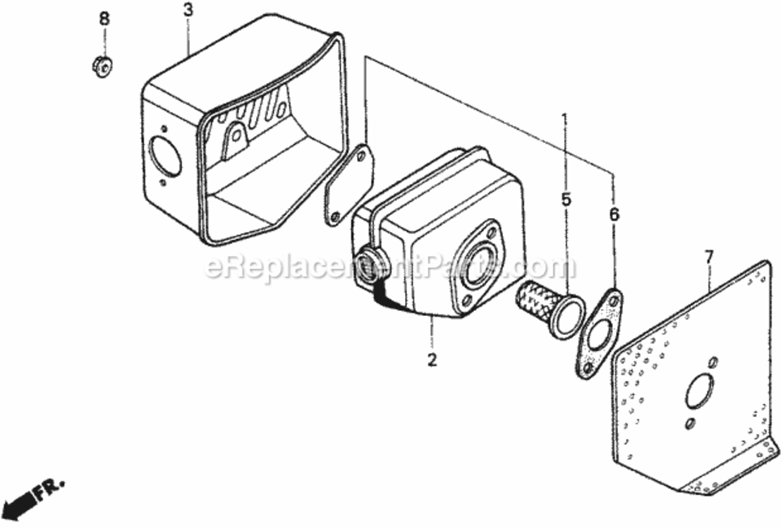 Muffler Diagram and Parts List for HRA216 Type SXAVIN# MACR-5000001 Honda Lawn Mower