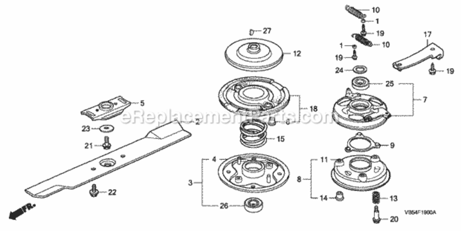 Rotary Blade Diagram and Parts List for HRA216 Type SXAVIN# MACR-5000001 Honda Lawn Mower