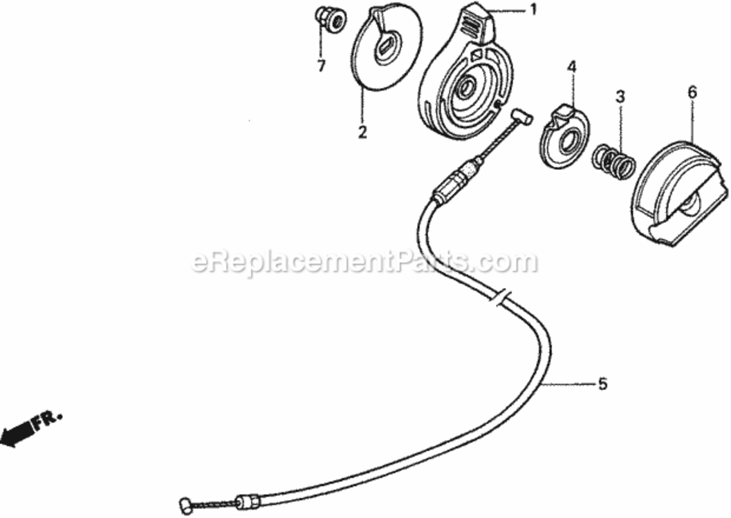 Throttle Lever Diagram and Parts List for HRA216 Type SXAVIN# MACR-5000001 Honda Lawn Mower