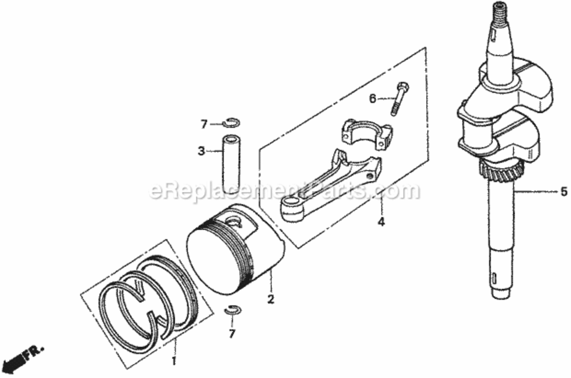 Crankshaft Diagram and Parts List for HRA216 Type SXAVIN# MACR-5000001 Honda Lawn Mower