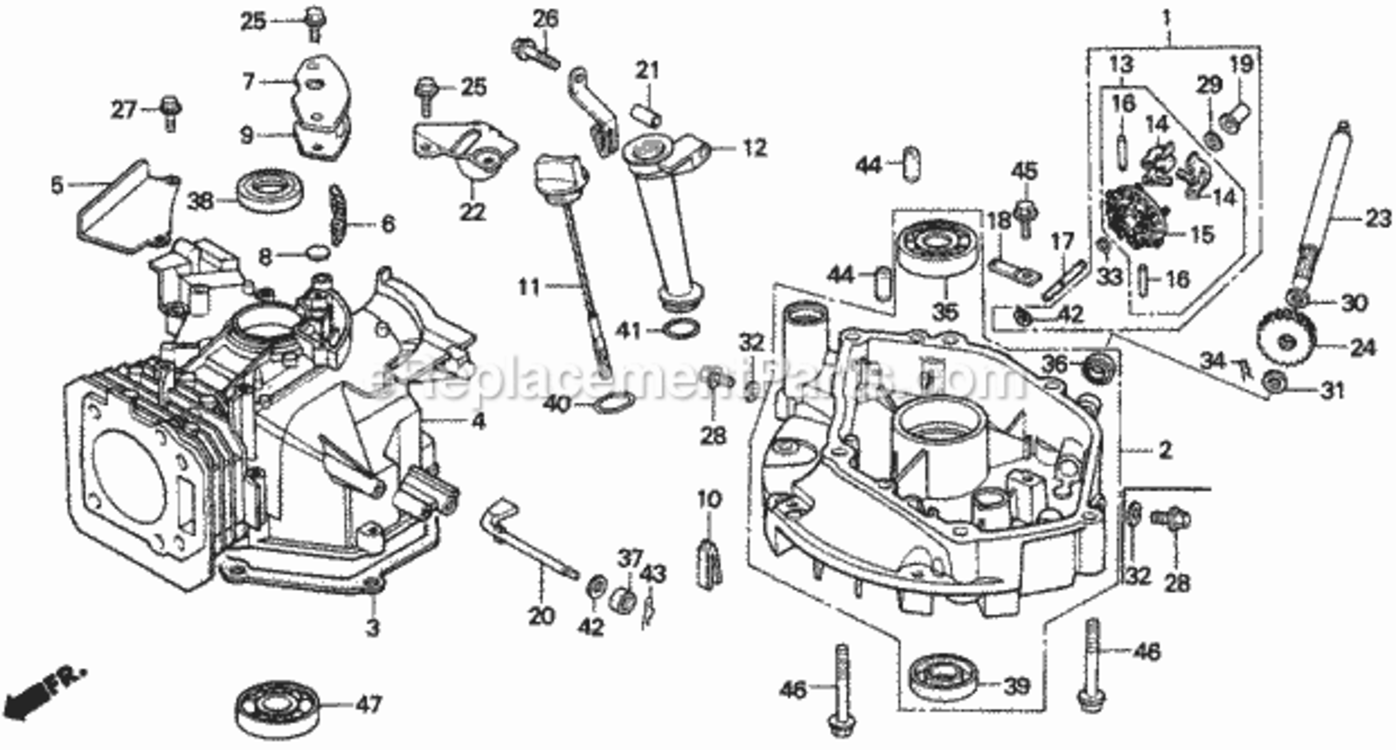 Cylinder Diagram and Parts List for HRA216 Type SXAVIN# MACR-5000001 Honda Lawn Mower