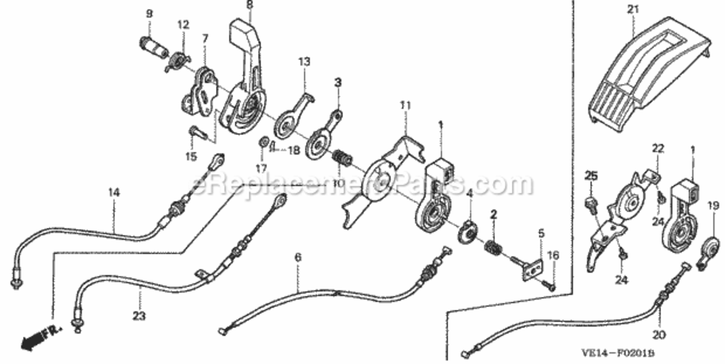 Part Location Diagram of 54311-VE0-J50 Honda Lever, Change