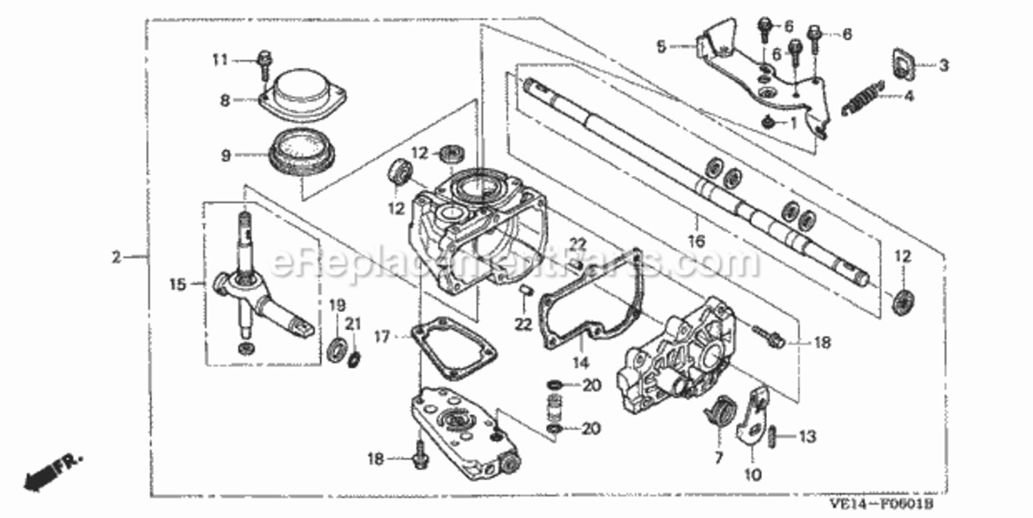 Transmission Diagram and Parts List for HRB215K3 Type HXAVIN# MZBA-6300001 to MZBA-6373579 Honda Lawn Mower