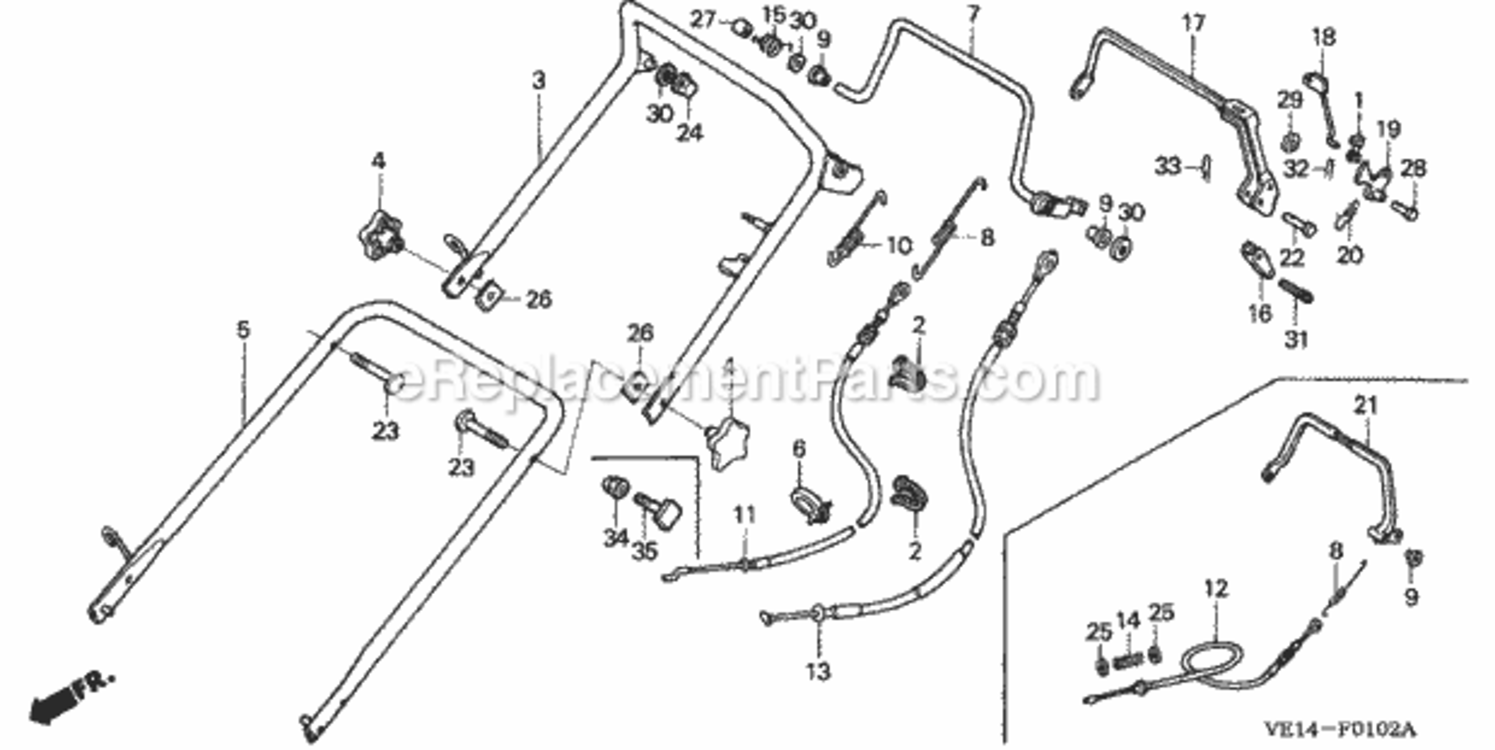 Part Location Diagram of 54510-VE2-306 Honda Cable, Clutch