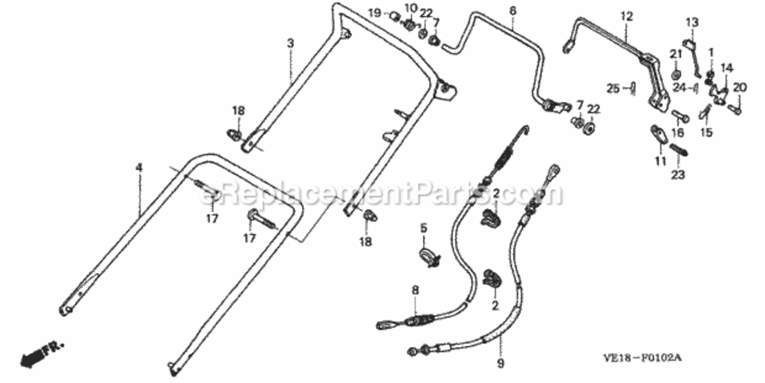 Part Location Diagram of 54510-VE1-T01 Honda Cable, Clutch