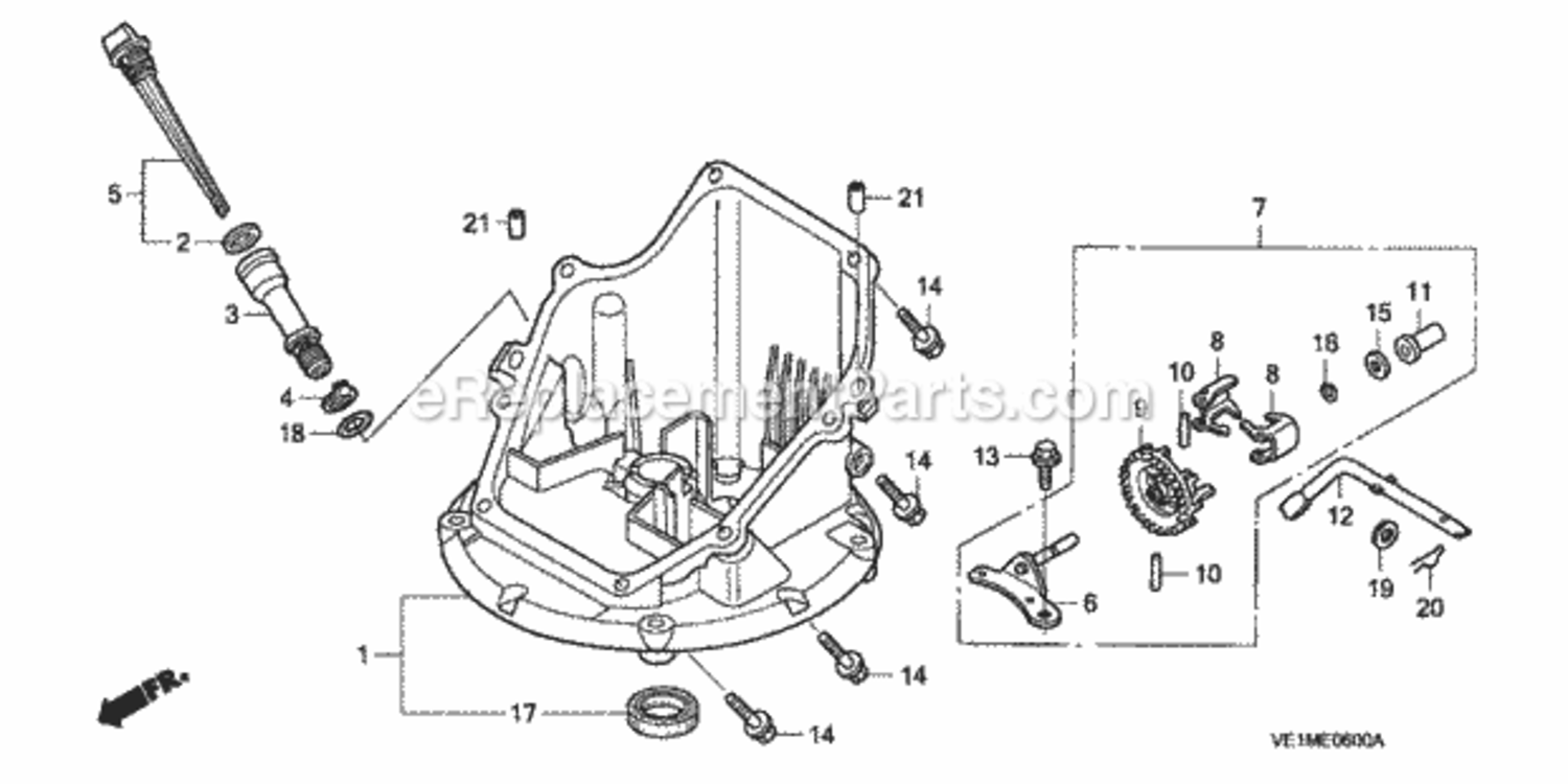 Oil Pan Diagram and Parts List for HRB216 Type TXAVIN# MAAA-1000001 Honda Lawn Mower