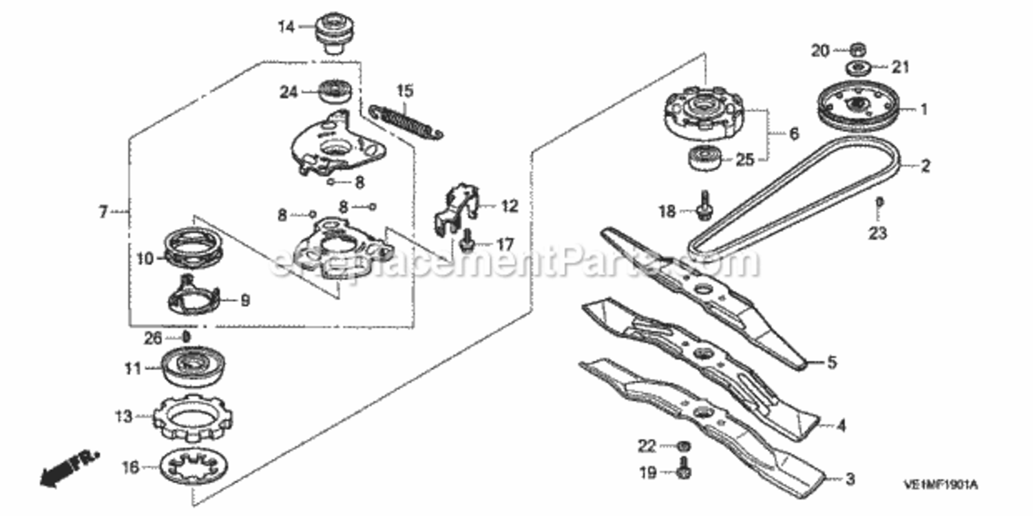 Rotary Blade Diagram and Parts List for HRB216 Type TXAVIN# MAAA-1000001 Honda Lawn Mower