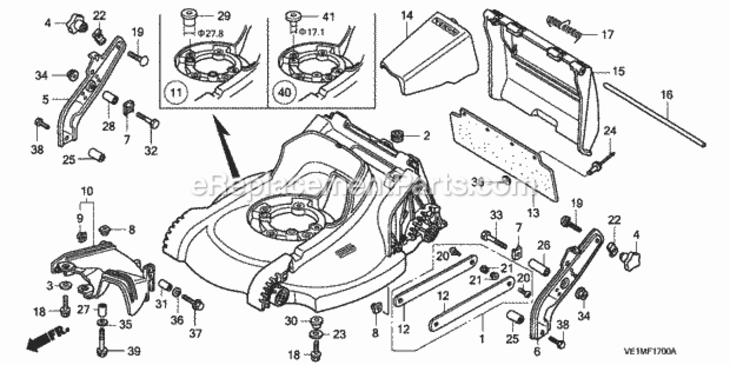 Cutter Housing Diagram and Parts List for HRB216 Type TXAVIN# MAAA-1000001 Honda Lawn Mower