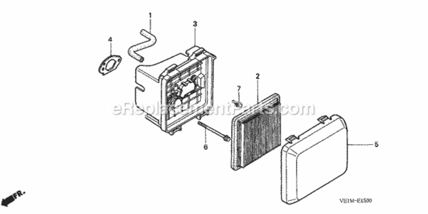 Air Cleaner Diagram and Parts List for HRB216 Type TXAAVIN# MAAA-1000001 Honda Lawn Mower