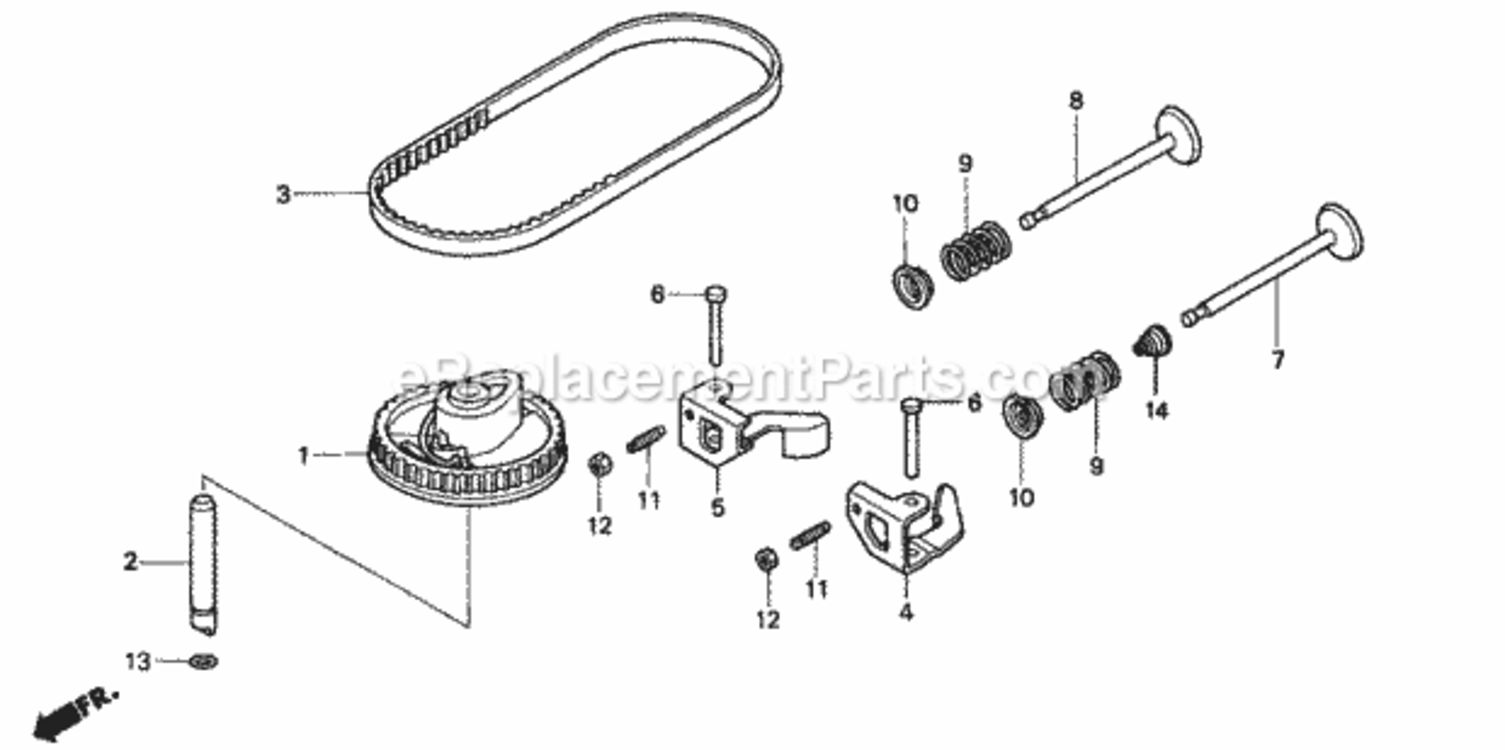 Camshaft Diagram and Parts List for HRB216 Type TXAAVIN# MAAA-1000001 Honda Lawn Mower