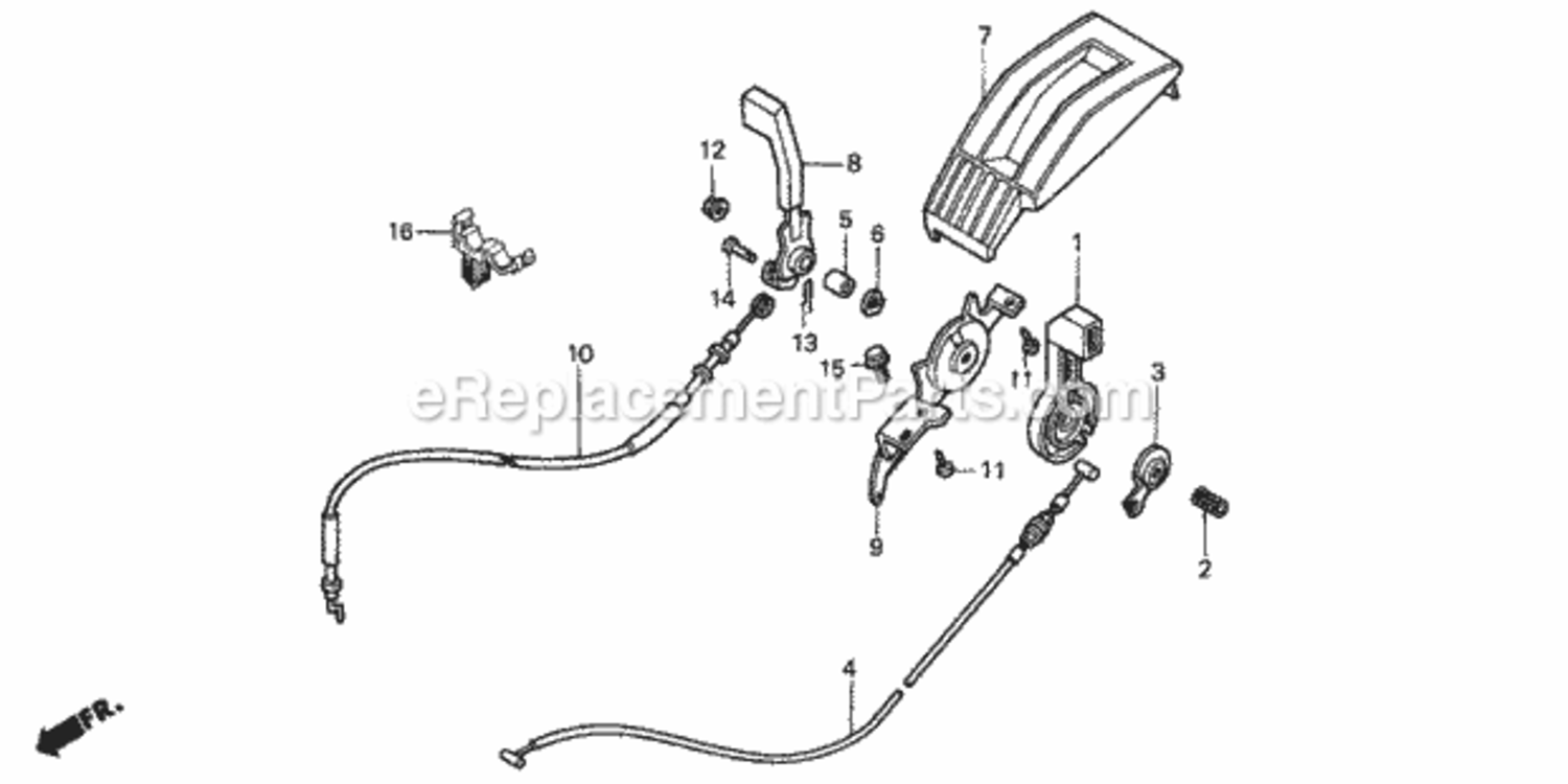 Throttle Lever Diagram and Parts List for HRB216 Type TXAAVIN# MAAA-1000001 Honda Lawn Mower