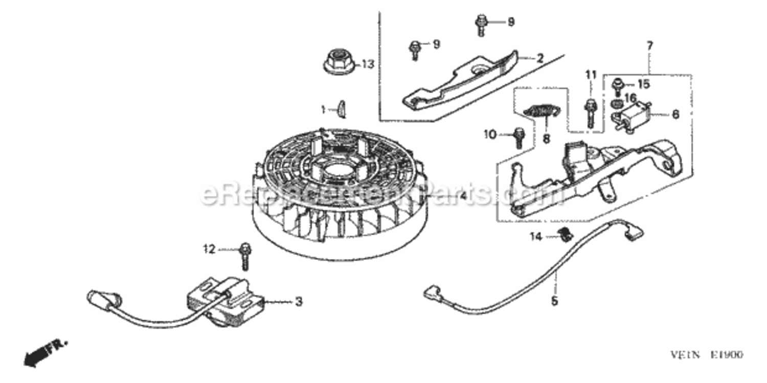 Ignition Coil Diagram and Parts List for HRB217 Type HXAVIN# MAEA-1000001 Honda Lawn Mower