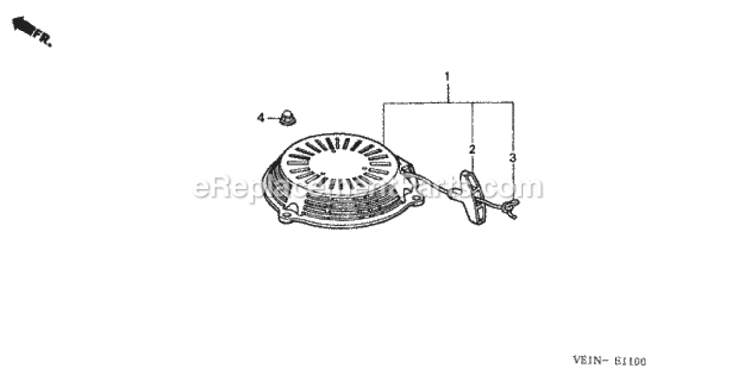 Recoil Starter Diagram and Parts List for HRB217 Type HXAVIN# MAEA-1000001 Honda Lawn Mower