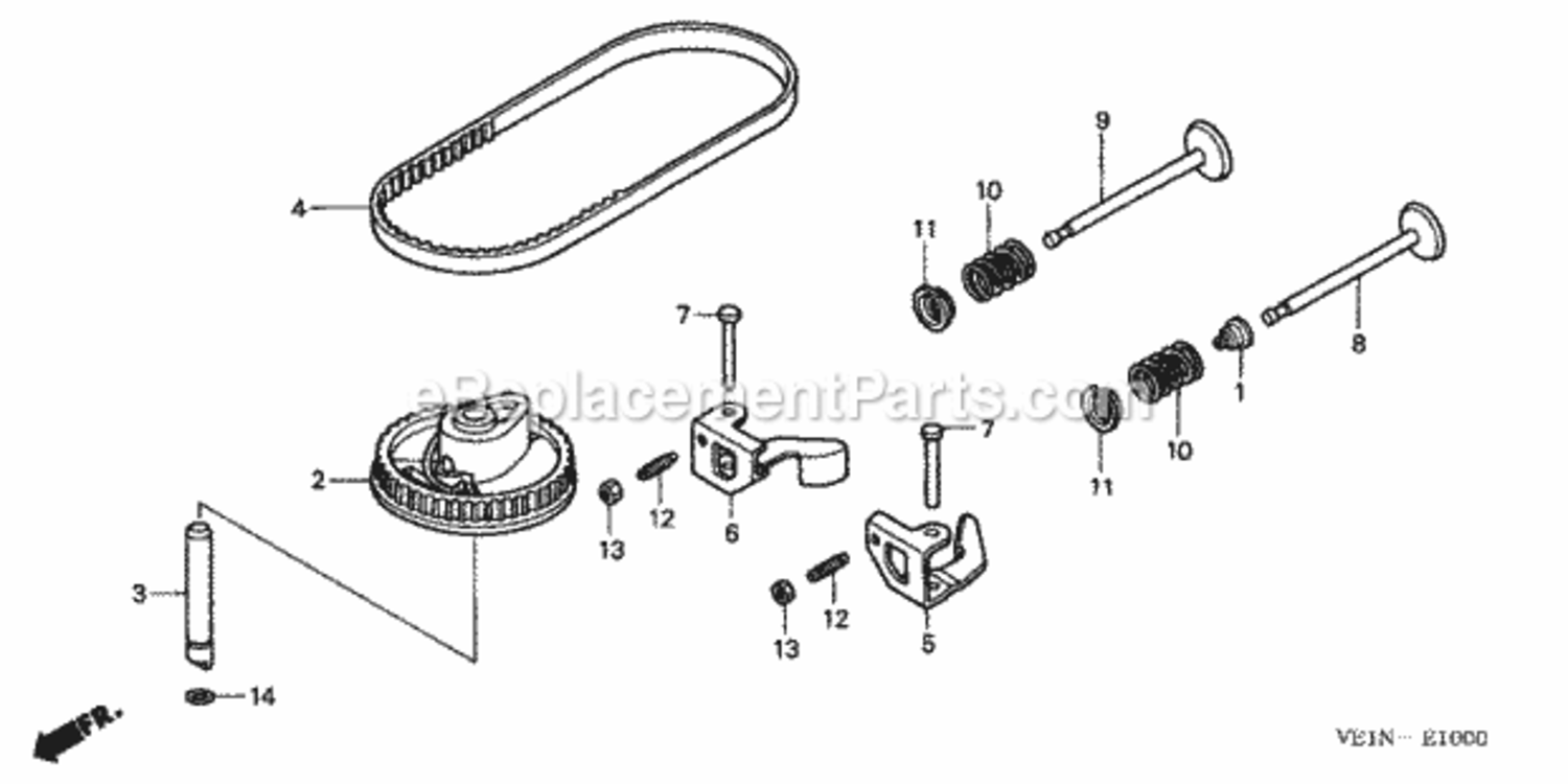 Camshaft Pulley Diagram and Parts List for HRB217 Type HXAVIN# MAEA-1000001 Honda Lawn Mower