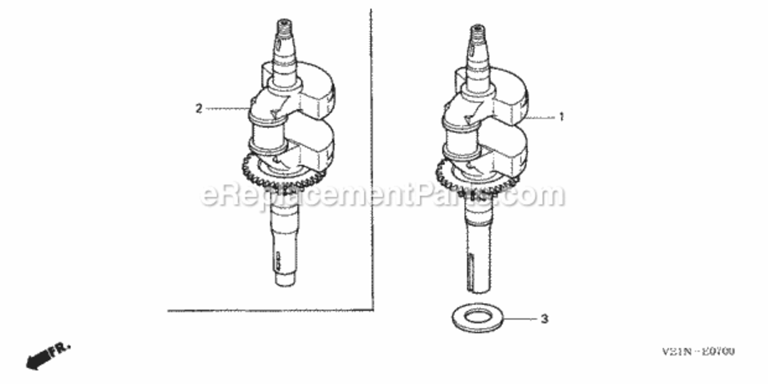 Crankshaft Diagram and Parts List for HRB217 Type HXAVIN# MAEA-1000001 Honda Lawn Mower