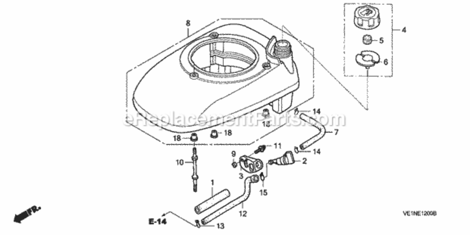 Fan Cover Diagram and Parts List for HRB217 Type HXAVIN# MAEA-1000001 Honda Lawn Mower