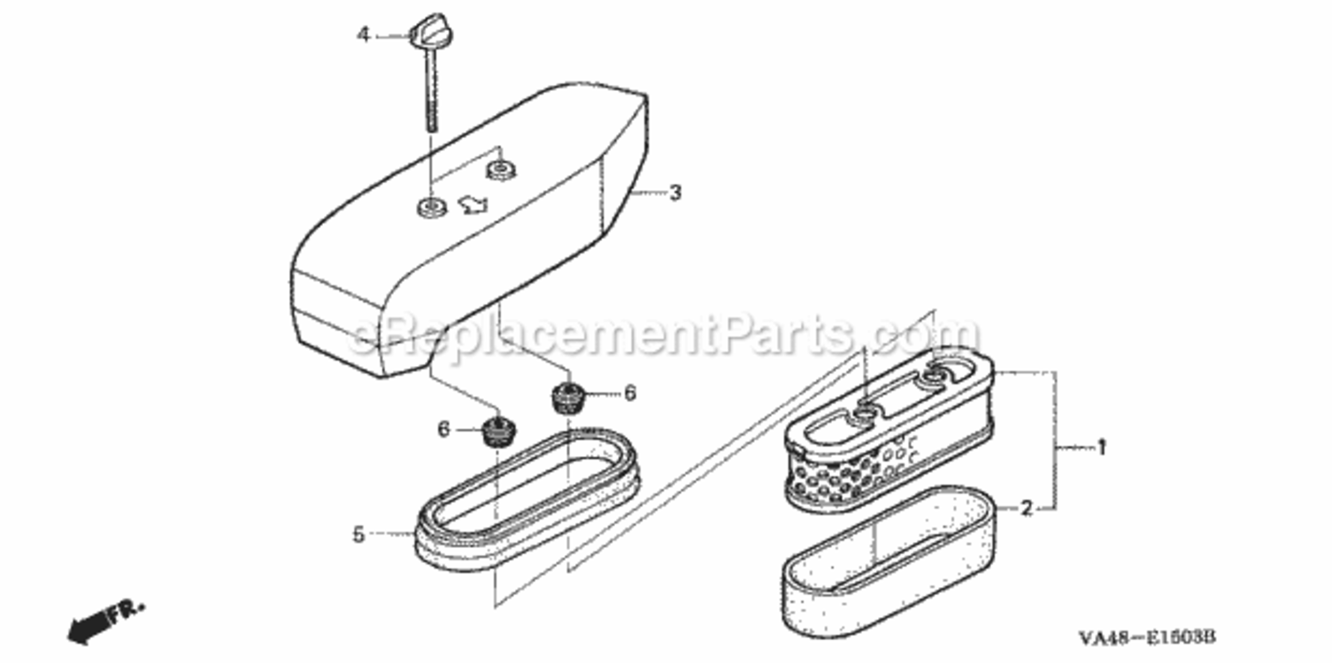 Air Cleaner Diagram and Parts List for HRC216K1 Type SXAAVIN# MZAN-6100001 to MZAN-7999999 Honda Lawn Mower