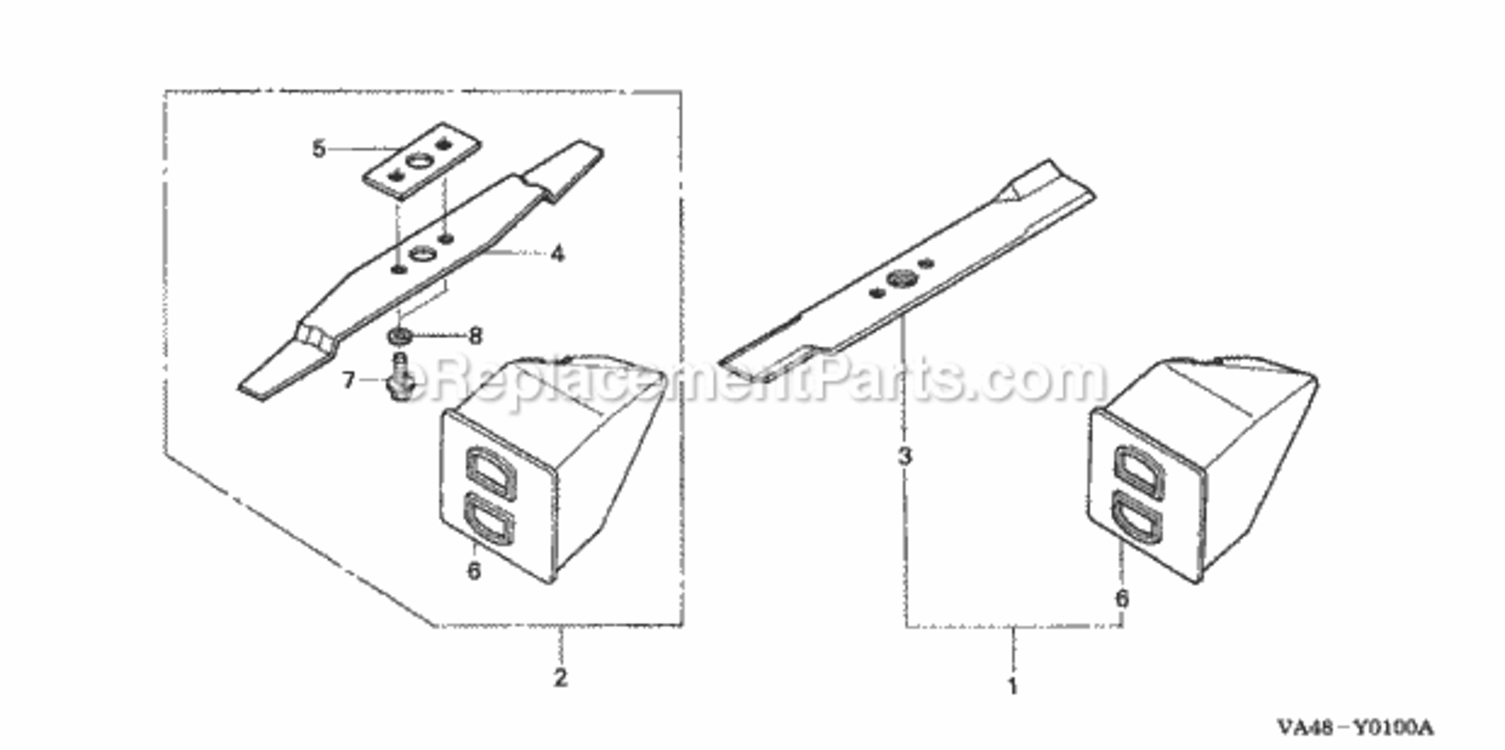 Mulching Kit Diagram and Parts List for HRC216K1 Type SXAAVIN# MZAN-6100001 to MZAN-7999999 Honda Lawn Mower