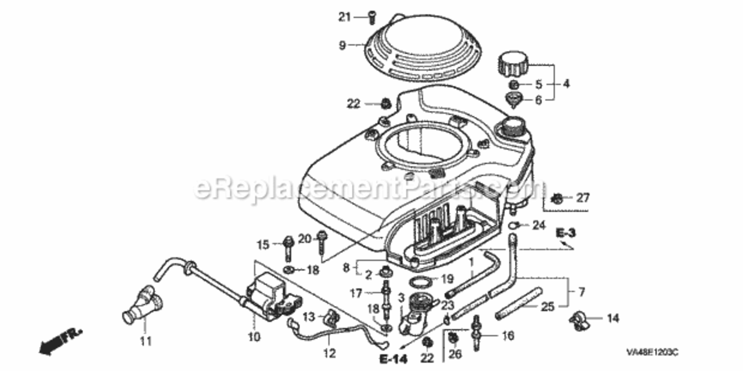 Fan Cover Diagram and Parts List for HRC216K1 Type SXAAVIN# MZAN-6100001 to MZAN-7999999 Honda Lawn Mower