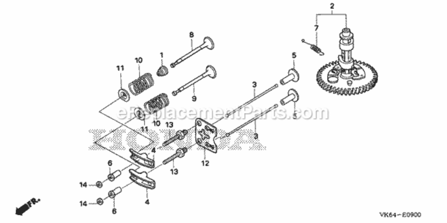 Camshaft Diagram and Parts List for HRC216K2 Type HXAVIN# MAKA-1000001 to MAKA-1049999 Honda Lawn Mower