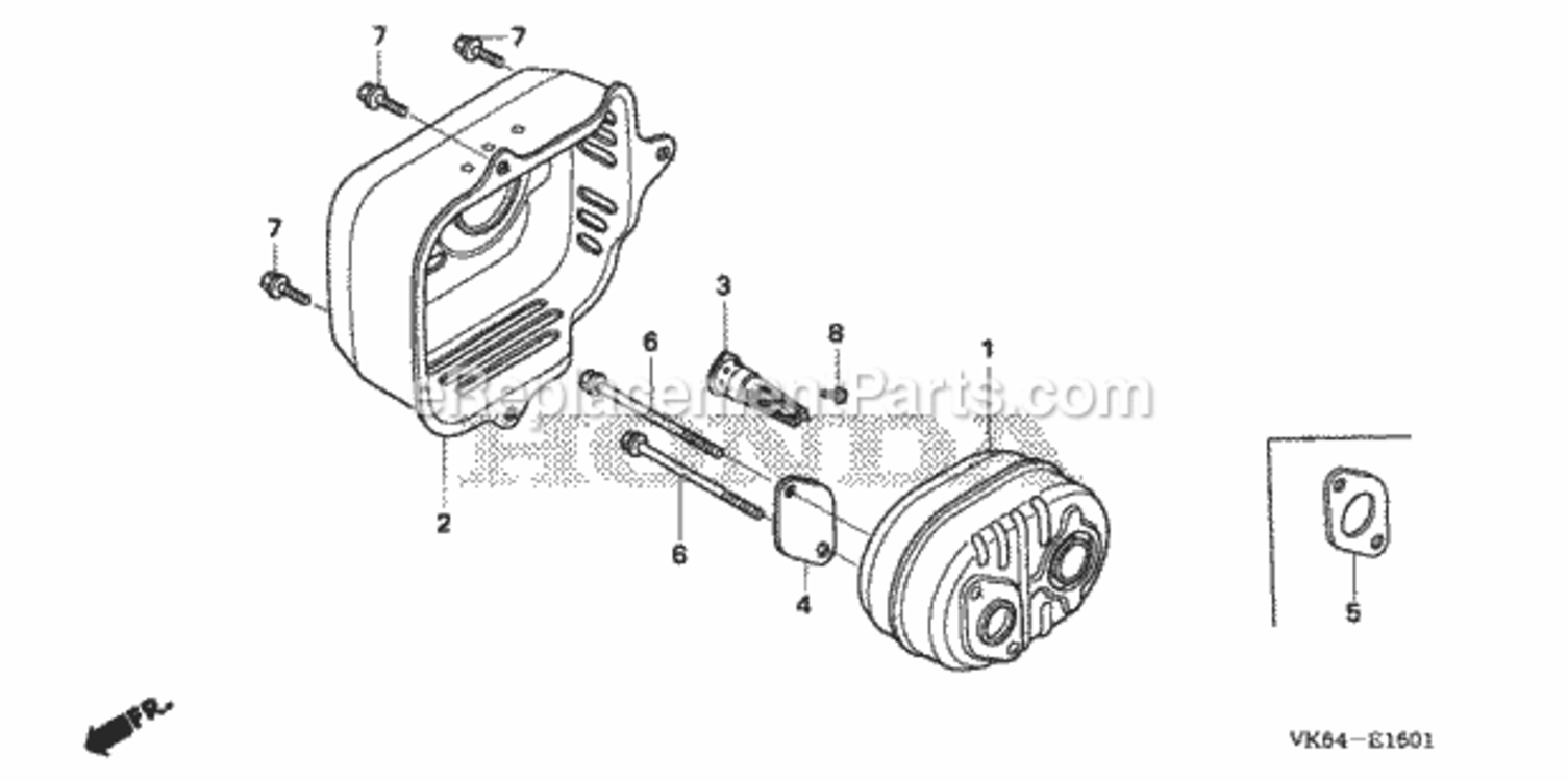 Muffler Diagram and Parts List for HRC216K2 Type PDAVIN# MAJA-1000001 to MAJA-1099999 Honda Lawn Mower