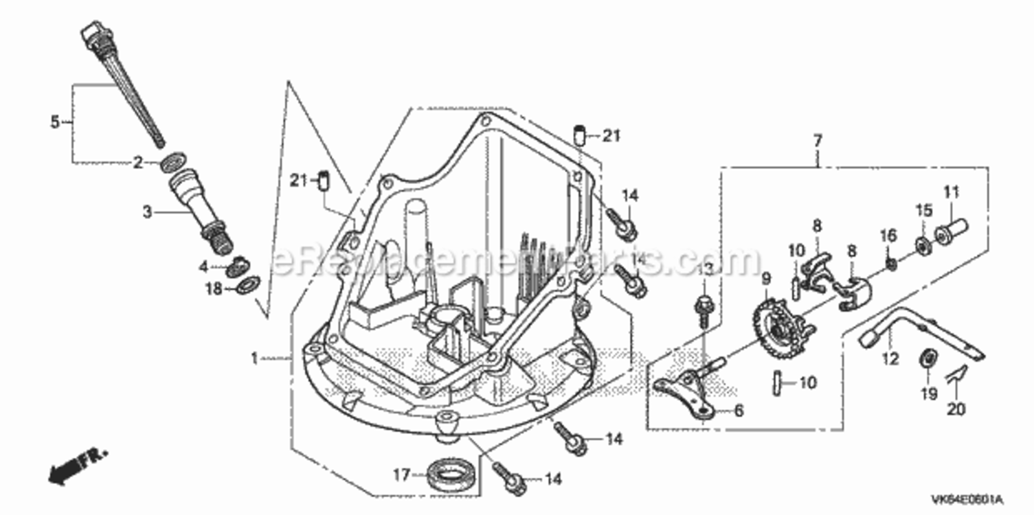 Oil Pan Diagram and Parts List for HRC216K2 Type PDAVIN# MAJA-1000001 to MAJA-1099999 Honda Lawn Mower