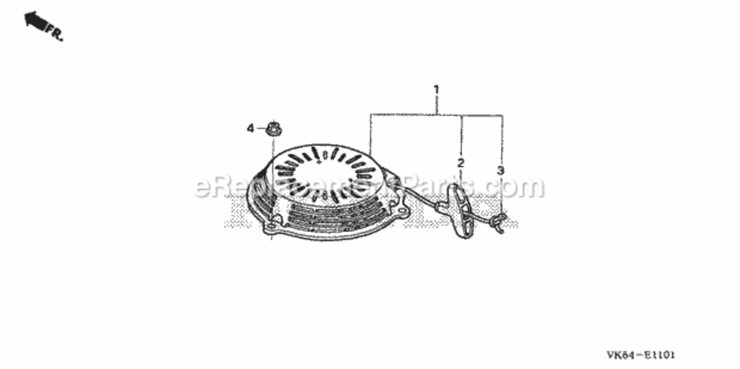 Recoil Starter Diagram and Parts List for HRC216K2 Type PDAVIN# MAJA-1000001 to MAJA-1099999 Honda Lawn Mower