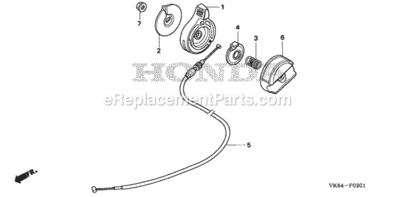 Part Location Diagram of 17910-VK6-003 Honda Cable, Throttle
