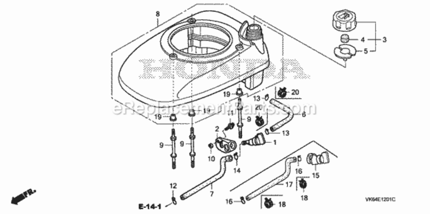 Part Location Diagram of 06196-Z0L-J00ZB Honda Cover, Fan R280 (power Red)